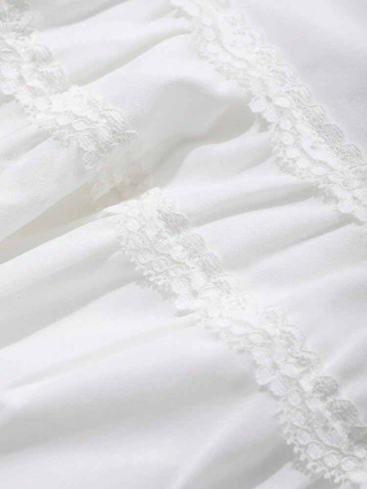 Women Lace Panel A-Line Mini Skirt Fall Skirts