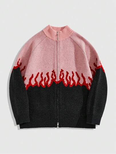 Street Life Chaqueta casual de punto para hombre con bloqueo de color y costuras, adecuada para otoño/invierno y el Día de San Valentín