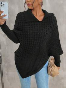 SHEIN LUNE Áo len nữ cỡ lớn cổ lệch tay phồng dày dặn, chất liệu dệt kim, thích hợp cho mùa thu/đông. - trắng - Xem 3