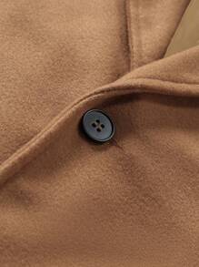 Manfinity Homme Abrigo informal de solapa y abotonado simple para uso diario para hombres de talla grande, para otoño