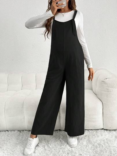 SHEIN Maternity Casual Adjustable Strap Loose Jumpsuit
