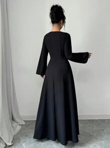 Modelyn Đầm Maxi Dài Dáng Chữ A Khoét Hở Hai Tông Màu Thanh Lịch Cho Nữ Đầm Dạ Hội Dài - màu đen - Xem 2