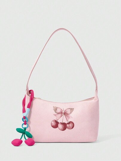Kawaii Women Cherry Cute Style Handbag, Suitable For Daily Commuting And Travel Valentines