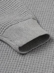 SHEIN Cottnline Men Textured Crew Neck Regular Sweater - Grey - View 5