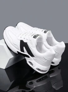 Teens' Solid Color Patchwork Minimalist Sneakers, Casual Daily Wear