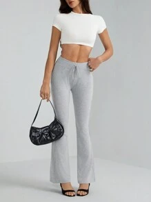 SHEIN Tall 复古风格灰色系腰喇叭腿运动裤