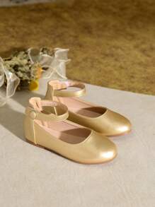 Simple Style Girls Flat Casual Shoes For Autumn/Winter - Gold - View 4
