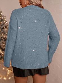 SHEIN LUNE Suéter de cuello redondo de unicolor y talla grande, casual y de moda para el uso diario