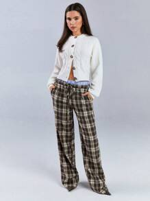 Athîral Women's Solid Color Button Front Long Sleeve Casual Top, Everyday Wear - Grey - View 2