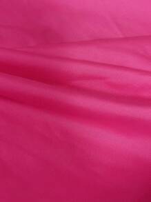SHEIN Maiô de Uma Peça Plus Size de Cor Sólida com Decote Halter, Babado Único, Costas Vazadas e Elegante para Férias de Verão - Pink - Visão 7