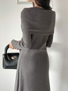 DAZY Women 2 Pieces Set Long Dress, Elegant Lady Style,Casual Women Dresses,Fall Dress Long Sleeve Dress - Grey - View 6
