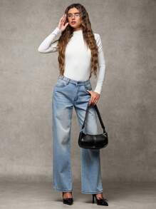 SHEIN BAE Women's Autumn Simple Versatile Tight Backless High Collar Bodysuit, Suitable For Casual, Dating And Everyday Wear