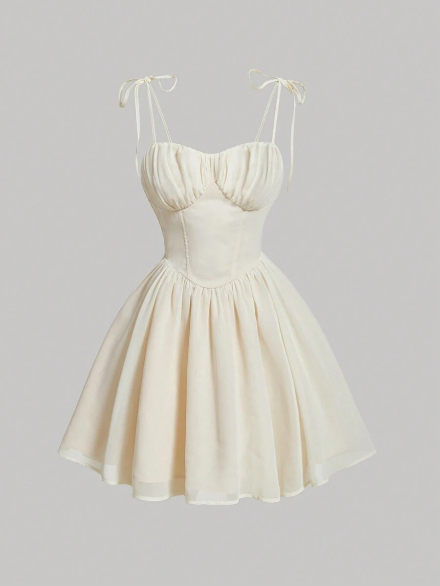 SHEIN MOD 素色胸部褶皺吊帶連衣裙