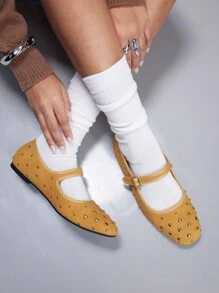 CUCCOO GRLICON Giày bệt phong cách Y2K dành cho nữ, phù hợp với phong cách Punk, Biker, cô gái cá tính, Halloween, Giáng sinh, trang phục dự tiệc - màu nâu - Xem 4