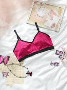 1pc Women Non-Wired Contrast Trim Bra