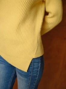 MOTF PREMIUM WOOL SOLID MOCK NECK RIBBED KNIT SWEATER