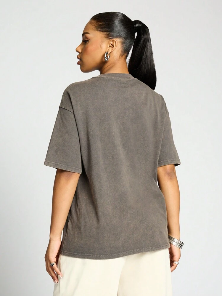 SUMWON WOMEN Washed Graphic Boyfriend T-Shirt
