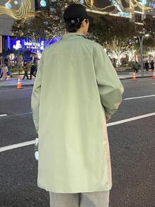 Manfinity Hypemode 男士休闲纯色立领军装风格夹克，秋季 - 薄荷綠 - 查看 2