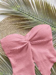 Soleia 女士粉色针织纹理抹胸，带扭曲细节和不对称下摆，度假装 - 粉色 - 查看 6