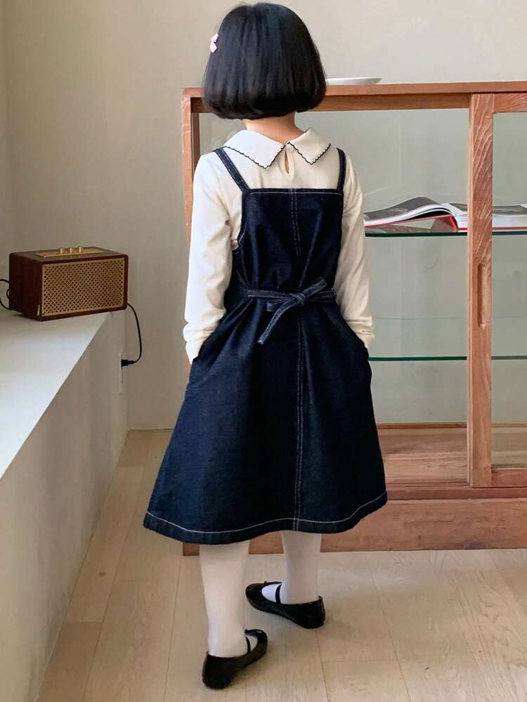 Little Girls Denim Jumper Dress, Young Girl Fall Clothing