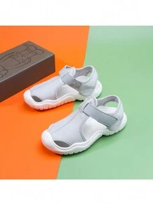 Kids' Breathable Elastic Cloth Covered Head Anti-Slip Soft Bottom Sandals - Grey - View 7