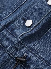 DAZY 女式收腰领衬衫连衣裙搭配牛仔裤 - 中等水洗藍 - 查看 8