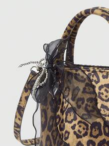 ROMWE J-Fashion Women Leopard Print Tote Bag, Casual & Chic Daily Handbag