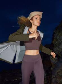 In My Nature Women's Casual Zip-Up Drawstring Hoodie Thermal Lined Waterproof Outdoor Hooded Jacket - Army Green - View 12