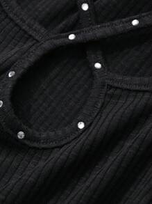 DAZY Women's Criss-Cross Hollow Out Fitted Long Sleeve T-Shirt,Fall Clothes - Black - View 8