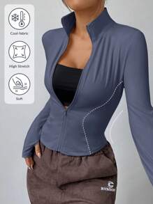 SHEIN EZwear Lekka kurtka damska Hazy Blue Knitted zapewniająca ochronę przed słońcem