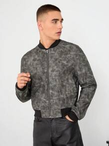 Manfinity VCAY Men's Woven Slim-Fit Raglan Sleeve Casual Jacket, For Fall Winter - Grey - View 2