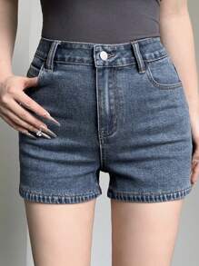 DAZY 女士休闲破洞修身牛仔短裤