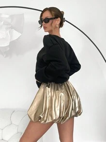 SHEIN Essnce Falda casual de cintura elástica de color liso para uso diario