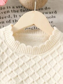 SHEIN Kleines Mädchen Pullover mit Einfarbig Laternenärmeln,