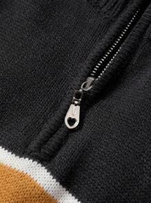 Claim Dot Men's Casual Zip-Up Knitted Sweater, Simple & Fashionable For Daily Wear - Multicolor - View 3