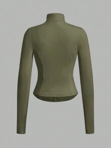 SHEIN EZwear Plus Size Women's Olive Green Casual Jacket - Army Green - View 2