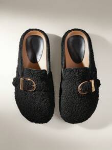 Solecia Women Simple Casual Flat Loafers For Christmas And New Year Holiday Vibe Fall And Winter - Black - View 1