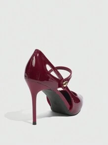 CUCCOO SZL Zapatos de vestir de tacón alto y punta estrecha para mujer color burdeos para ir a la oficina, citas, fiestas. Tacones burdeos nuevos para otoño, Año Nuevo, Día de San Valentín
