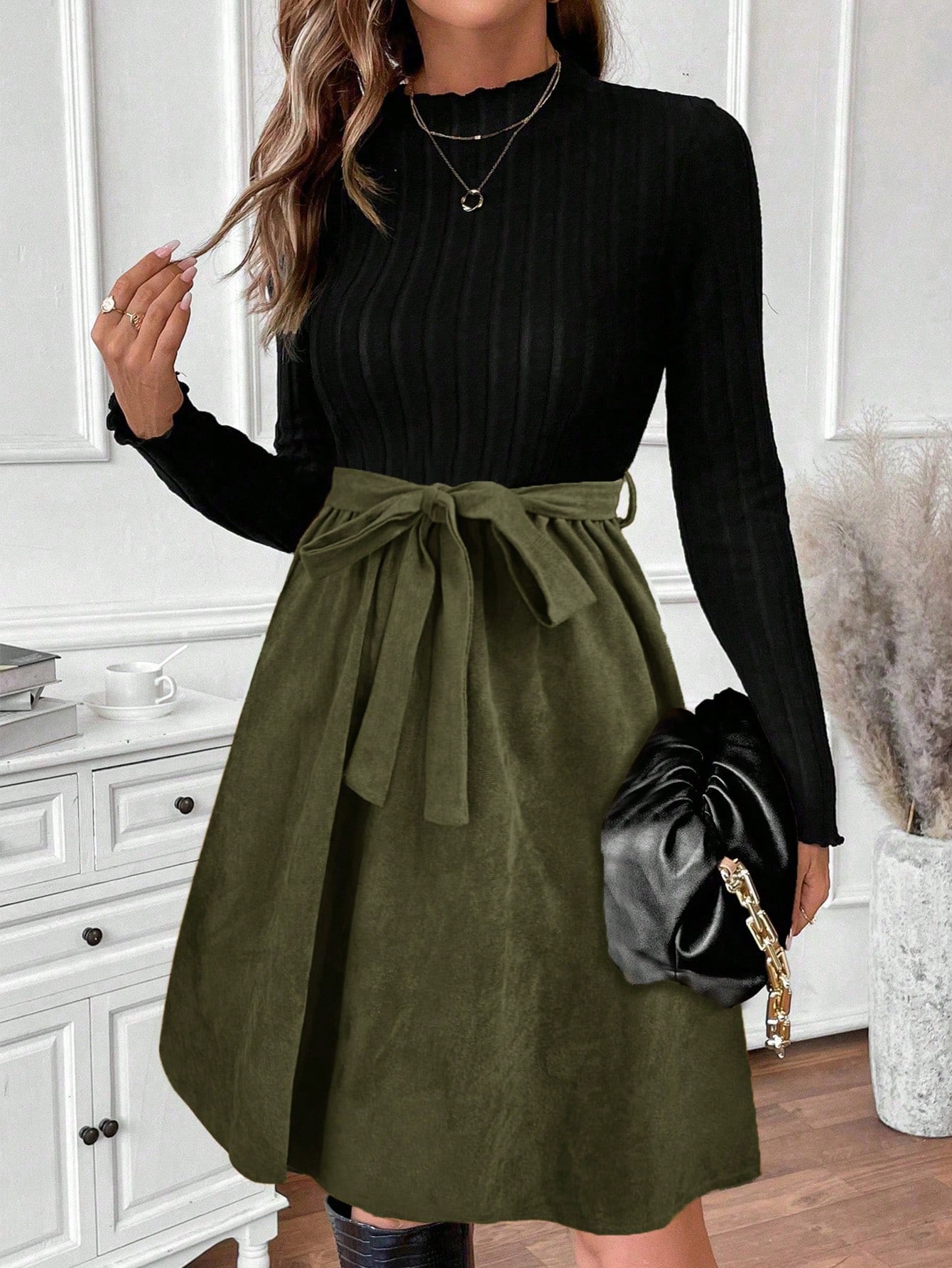 EMERY ROSE فستان نسائي أنيق وكاجوال مصنوع من التري...