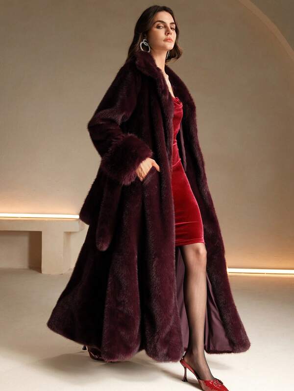 Anewsta معطف فرو اصطناعي جديد للخريف/الشتاء، جاكيت فرو طويل أنيق للنساء، ملابس خارجية عصرية بسيطة