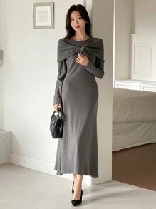 DAZY Women 2 Pieces Set Long Dress, Elegant Lady Style,Casual Women Dresses,Fall Dress Long Sleeve Dress - Grey - View 9