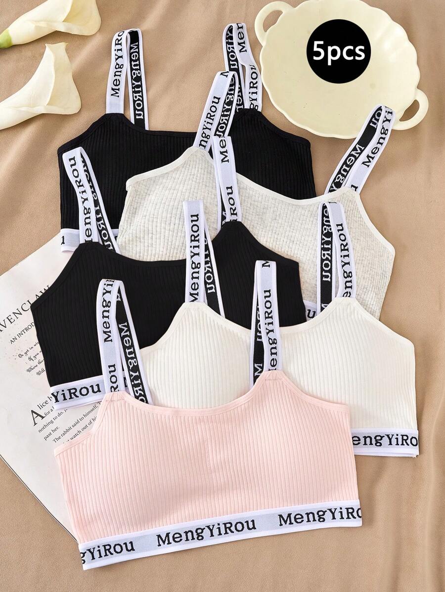 5pcs/Set Tween Girl Wireless Sports Camisole Bralettes,Summer,Travel