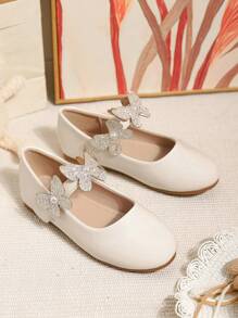 Sepatu Kasual Anak Perempuan Motif Kupu-kupu dengan Sol Lembut untuk Musim Gugur/Musim Dingin - Krem - View 1