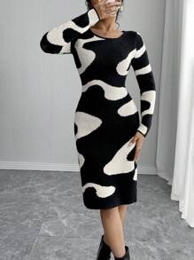 Chiquease French Fitted Bodycon Knitted Mini Dress - Black - View 5