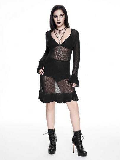 Robe pull gothique sexy ajourée pour les vacances