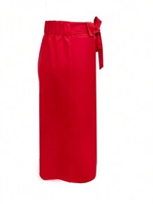 SHEIN Clasi Váy mini thường ngày màu đỏ cho nữ mùa đông Giáng sinh - Đỏ - Xem 3