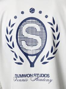 SUMWON Crop Fit Double Layer Sleeve Tee With Graphic Print - White - View 5