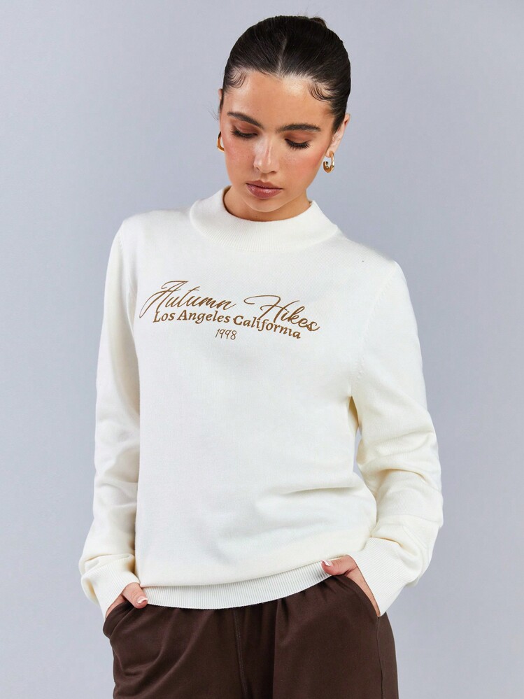 トップス theredthread S big symbol knit white Crewneck Jacquard Sweater | GUESS