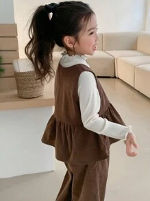 DAZY 2pcs Young Girl Girls Autumn Clothes Set - Brown - View 2