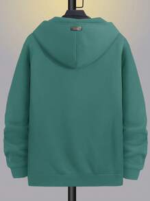 EURMUSE Men's Basic Pocket Patch Zipper Sweatshirt - Dark Green - View 2